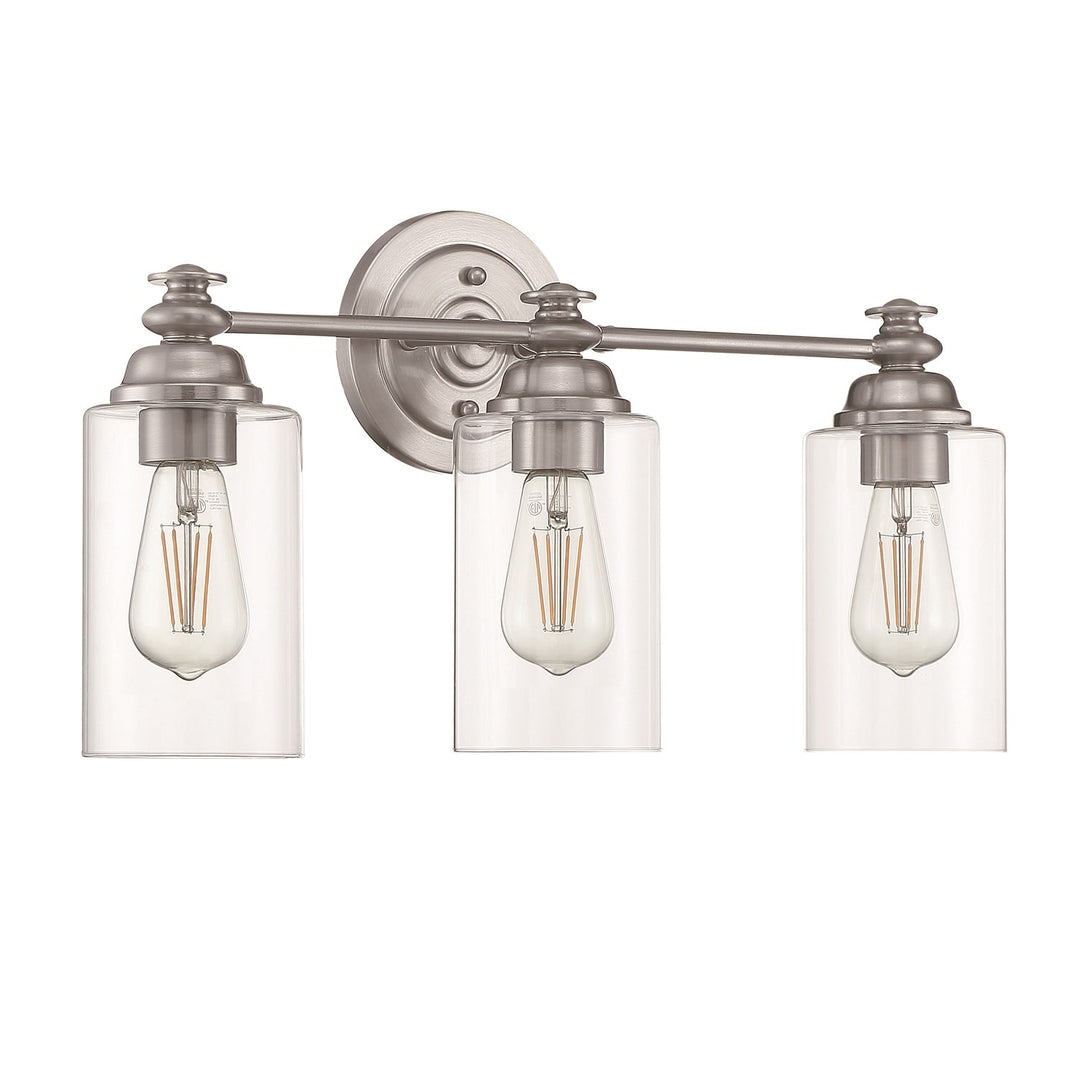 3 Light Vanity in Brushed Polished Nickel (Clear Glass) by Craftmade