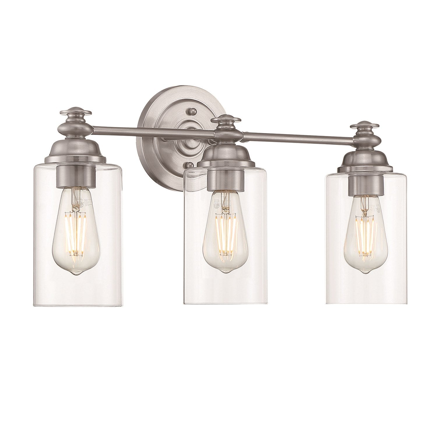 3 Light Vanity in Brushed Polished Nickel (Clear Glass)