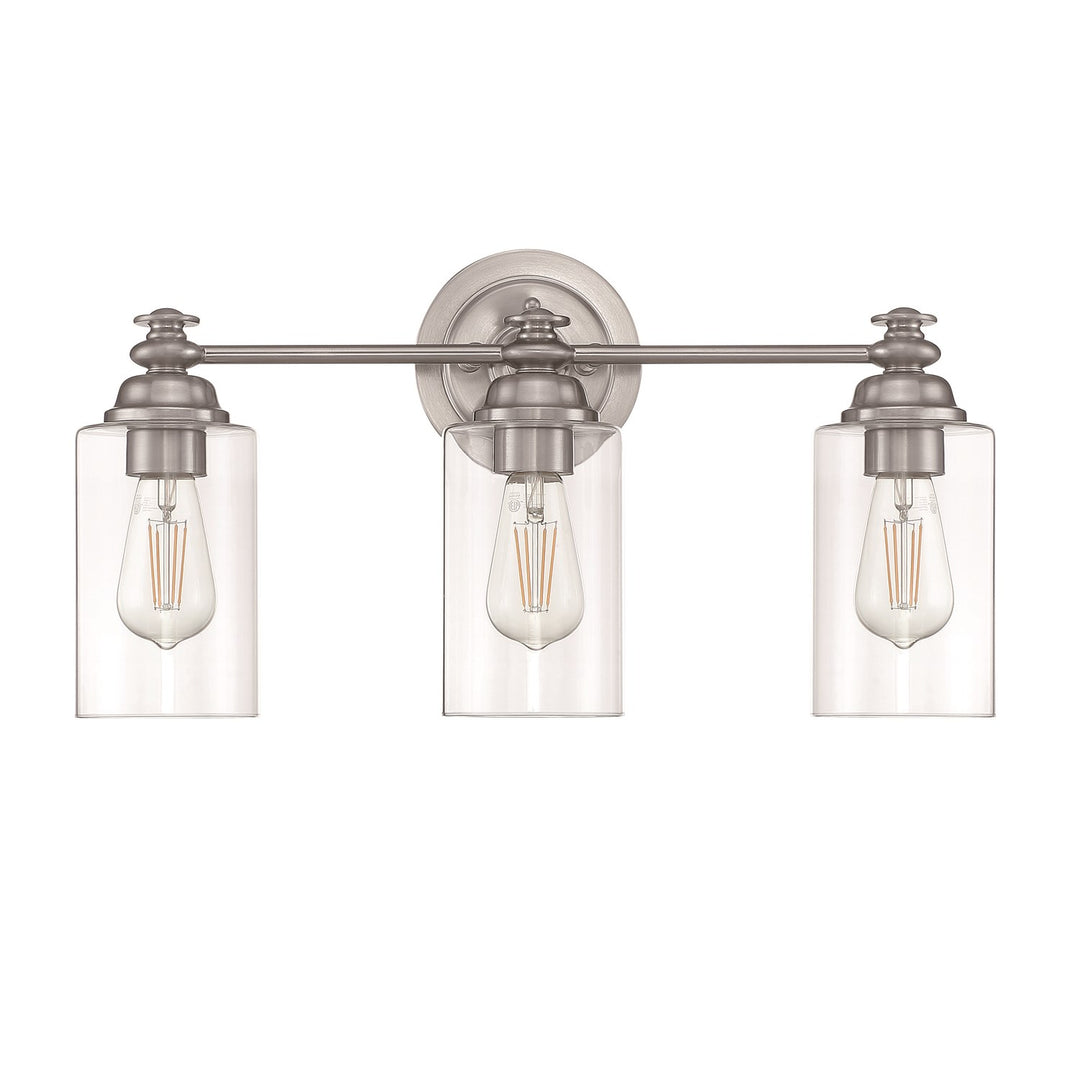 3 Light Vanity in Brushed Polished Nickel (Clear Glass)