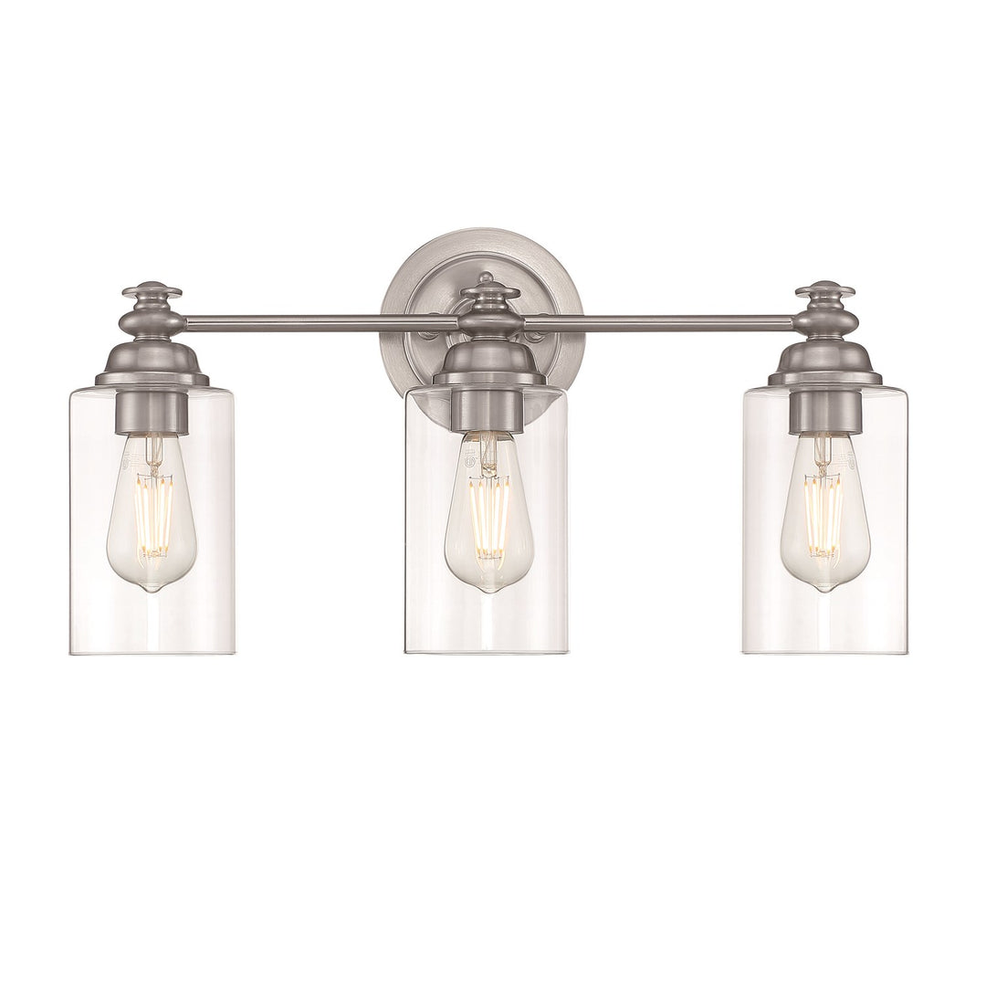 3 Light Vanity in Brushed Polished Nickel (Clear Glass)