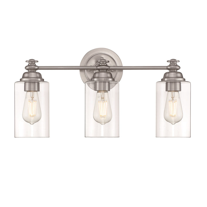 3 Light Vanity in Brushed Polished Nickel (Clear Glass)