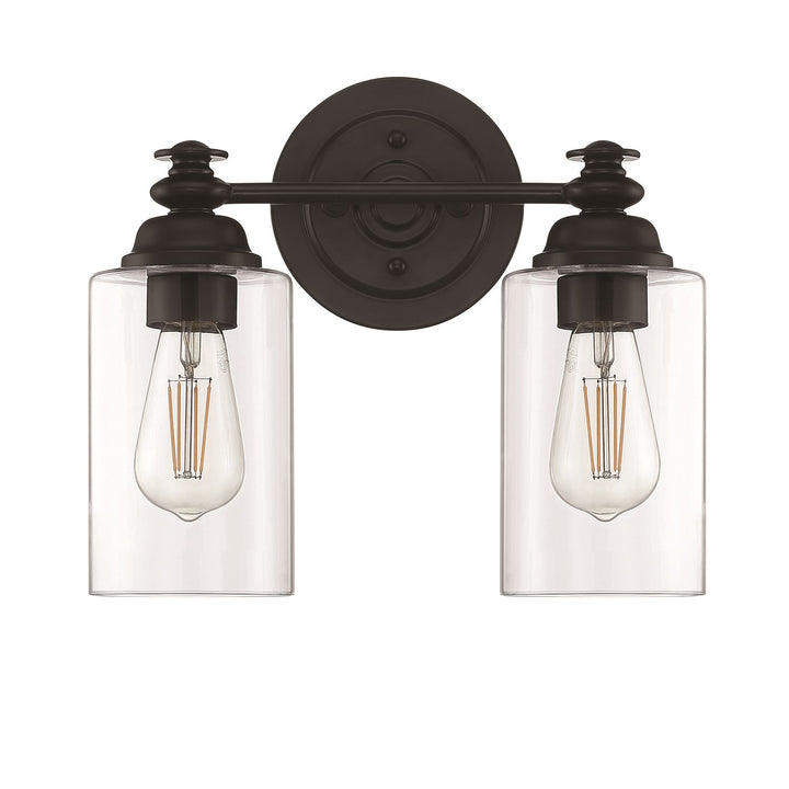 2 Light Vanity in Flat Black (Clear Glass)