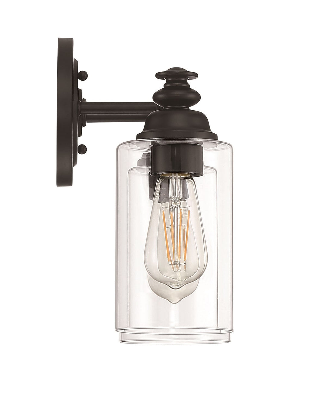 2 Light Vanity in Flat Black (Clear Glass)