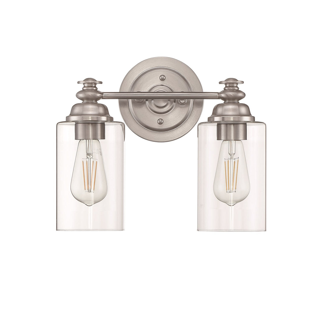 2 Light Vanity in Brushed Polished Nickel (Clear Glass)