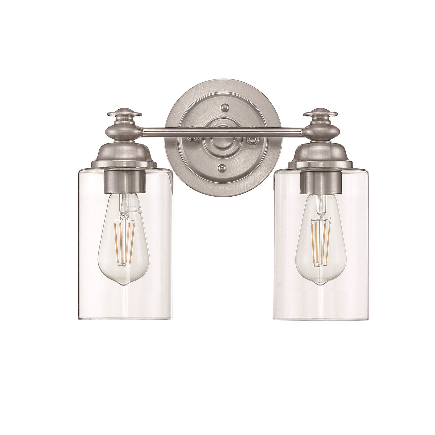 2 Light Vanity in Brushed Polished Nickel (Clear Glass)