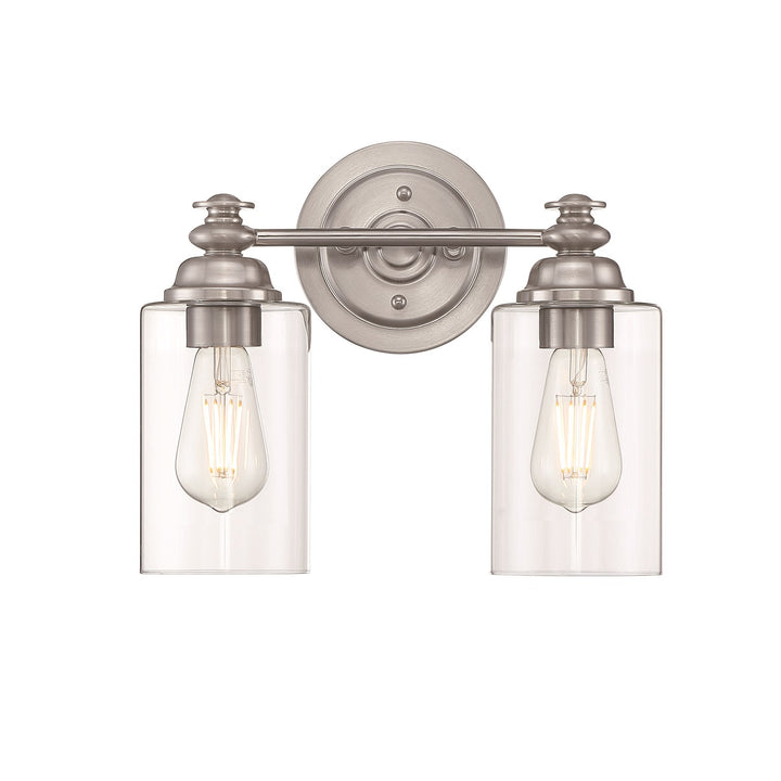 2 Light Vanity in Brushed Polished Nickel (Clear Glass)