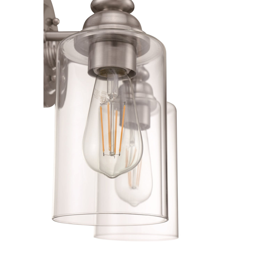 2 Light Vanity in Brushed Polished Nickel (Clear Glass)