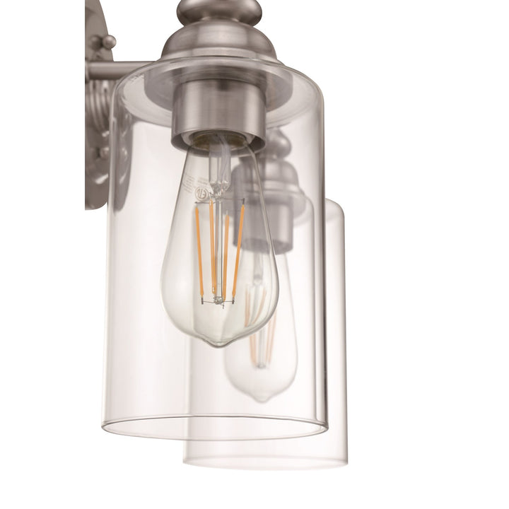 2 Light Vanity in Brushed Polished Nickel (Clear Glass)