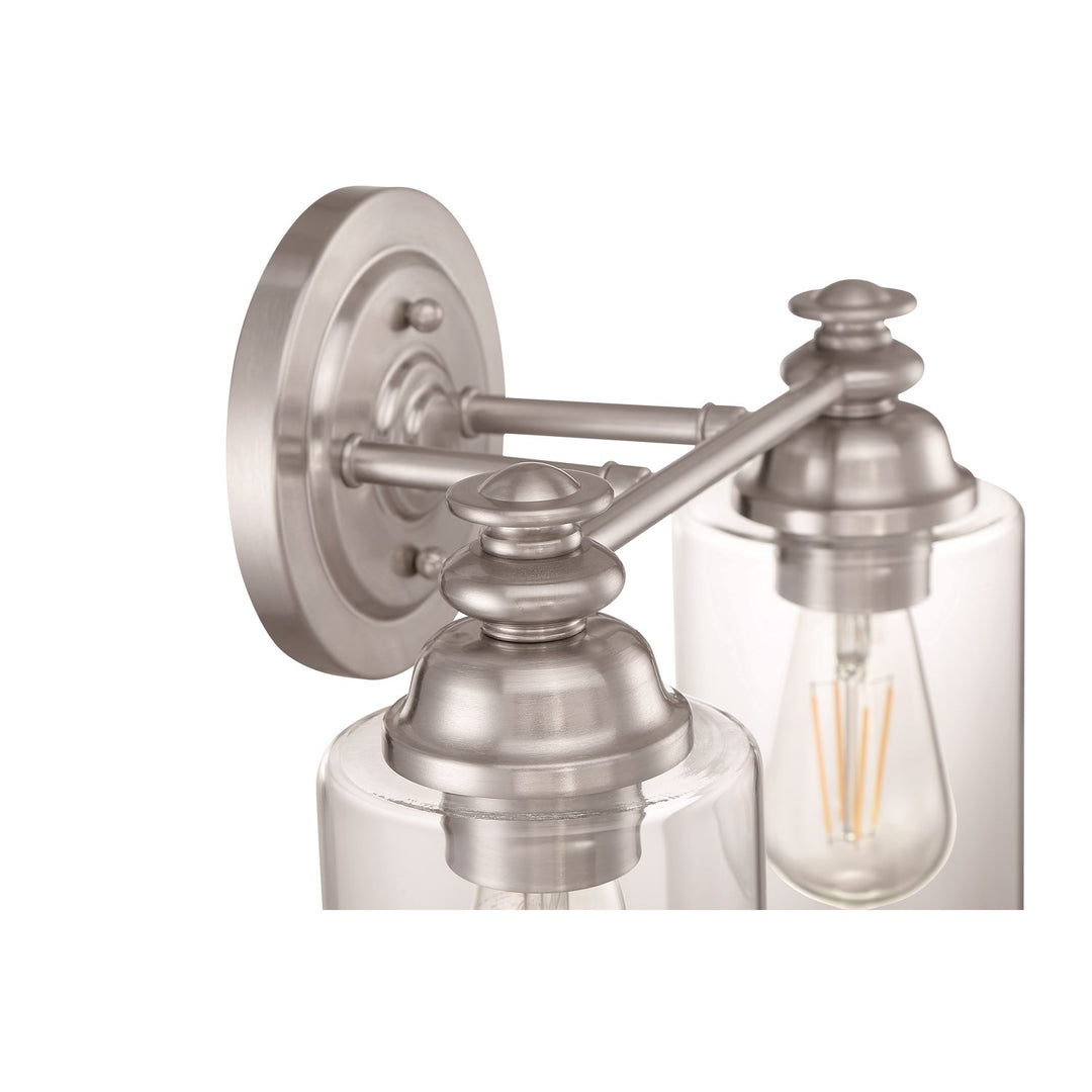 2 Light Vanity in Brushed Polished Nickel (Clear Glass)