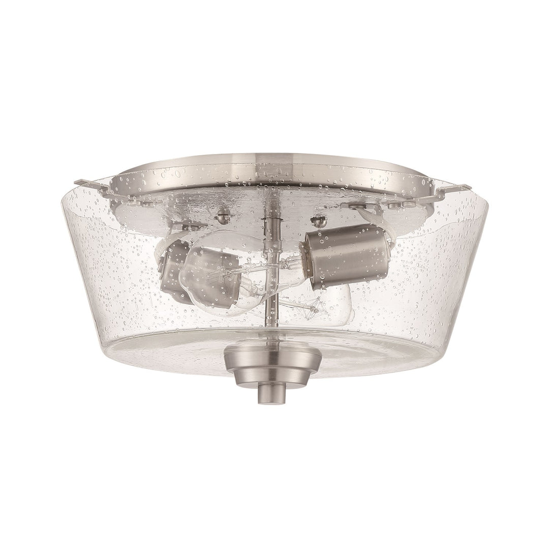 2 Light Flushmount in Brushed Polished Nickel (Clear Seeded Glass) by Craftmade