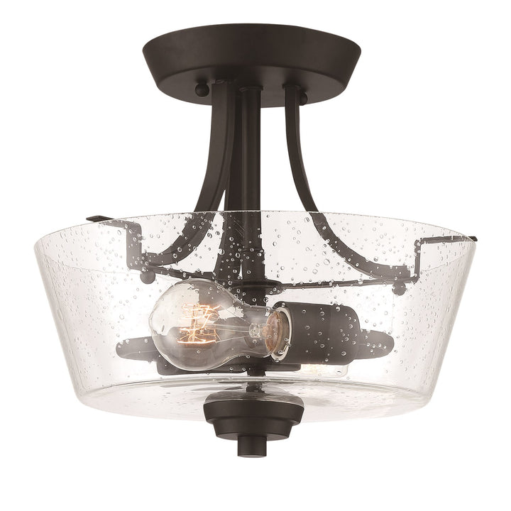2 Light Convertible Semi Flush in Espresso (Clear Seeded Glass)