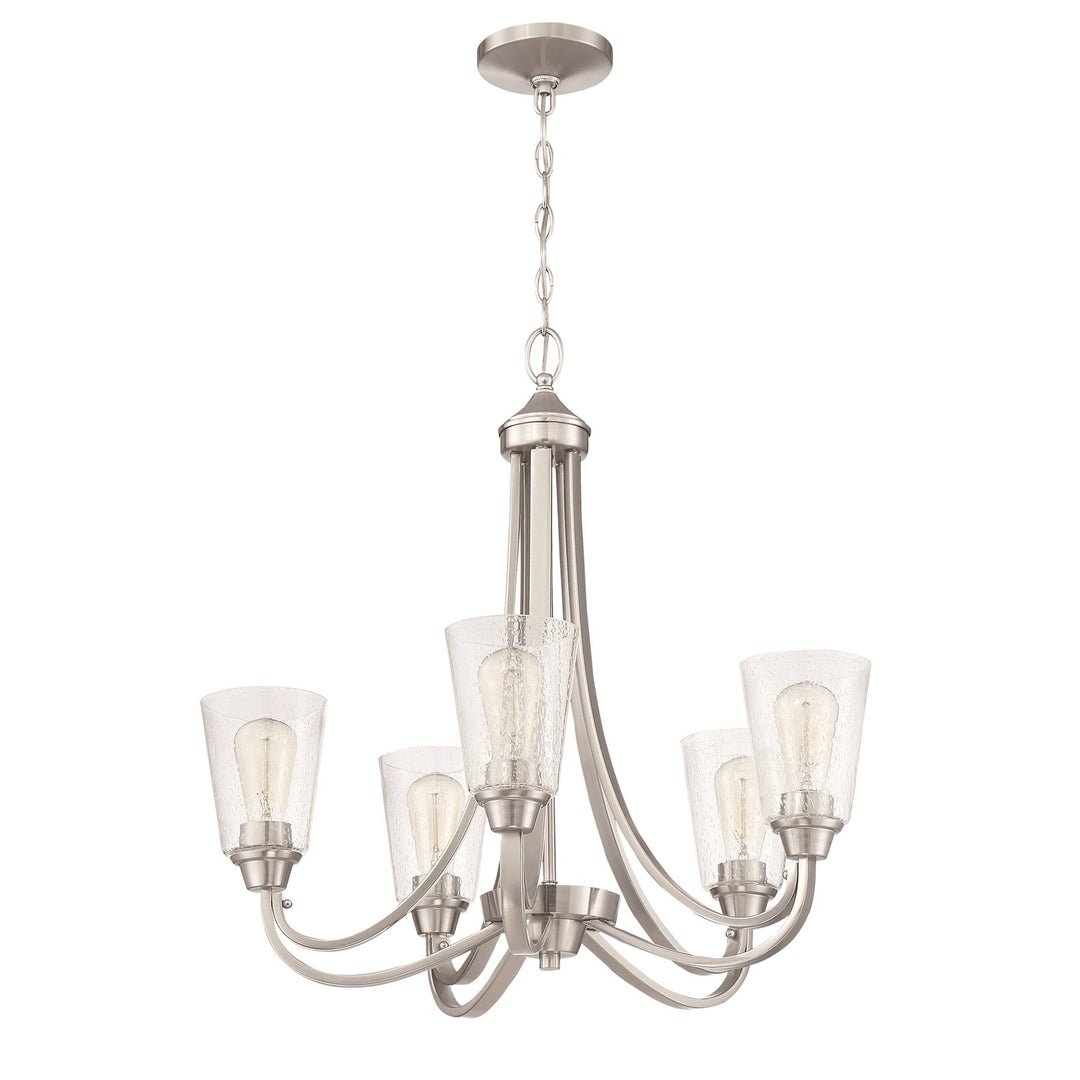 5 Light Chandelier in Brushed Polished Nickel (Clear Seeded Glass) by Craftmade