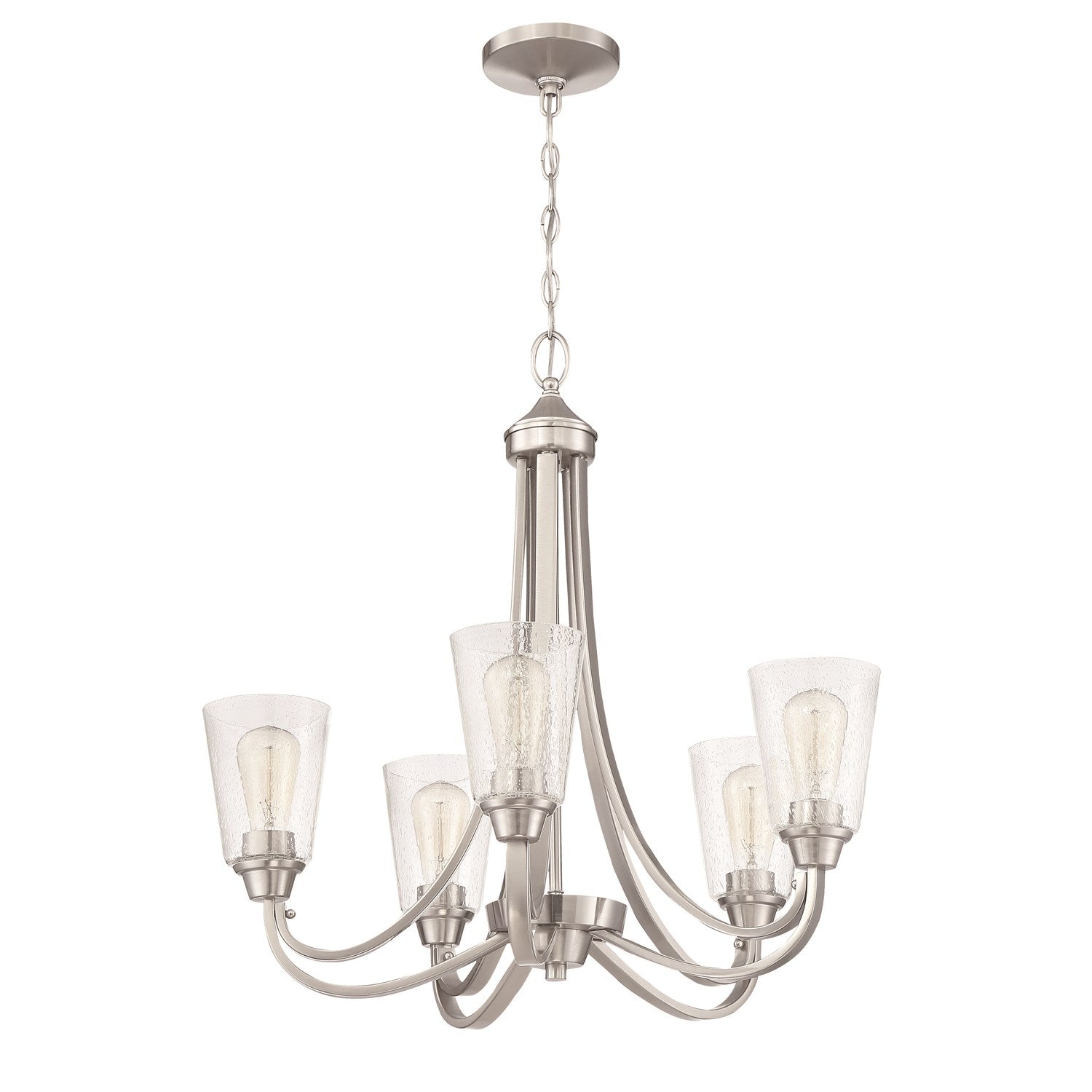 5 Light Chandelier in Brushed Polished Nickel (Clear Seeded Glass) by Craftmade