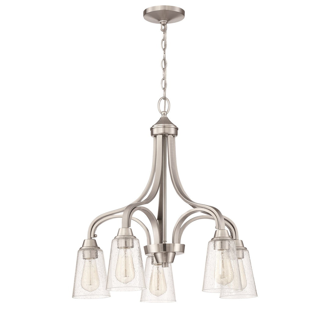 5 Light Down Chandelier in Brushed Polished Nickel (Clear Seeded Glass) by Craftmade