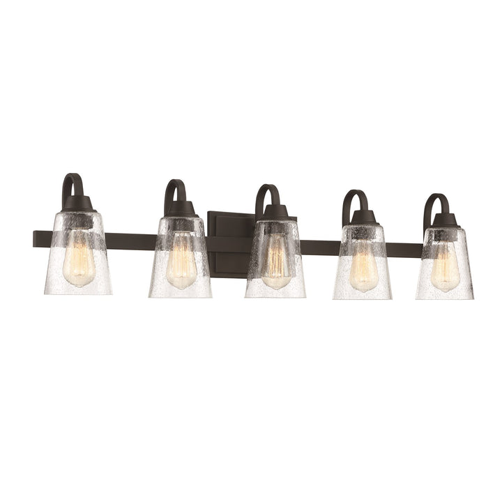 5 Light Vanity in Espresso (Clear Seeded Glass)