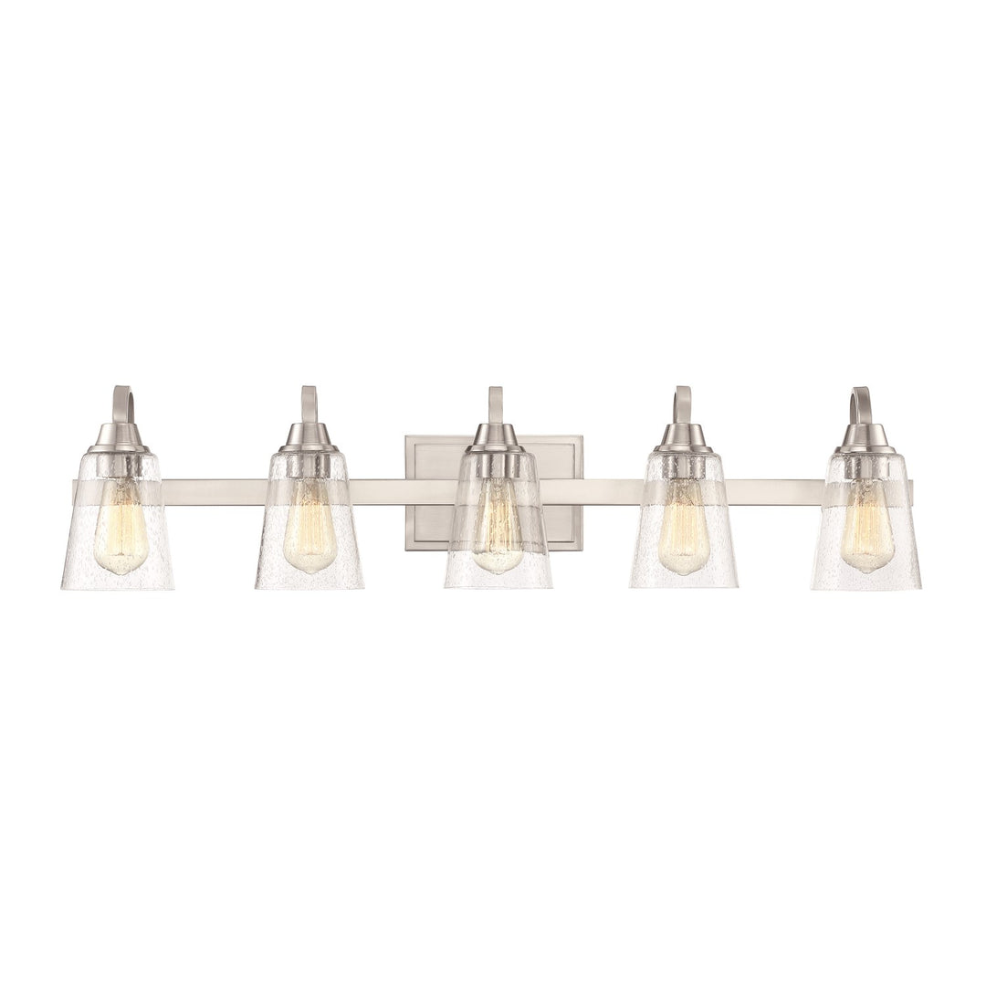 5 Light Vanity in Brushed Polished Nickel (Clear Seeded Glass)