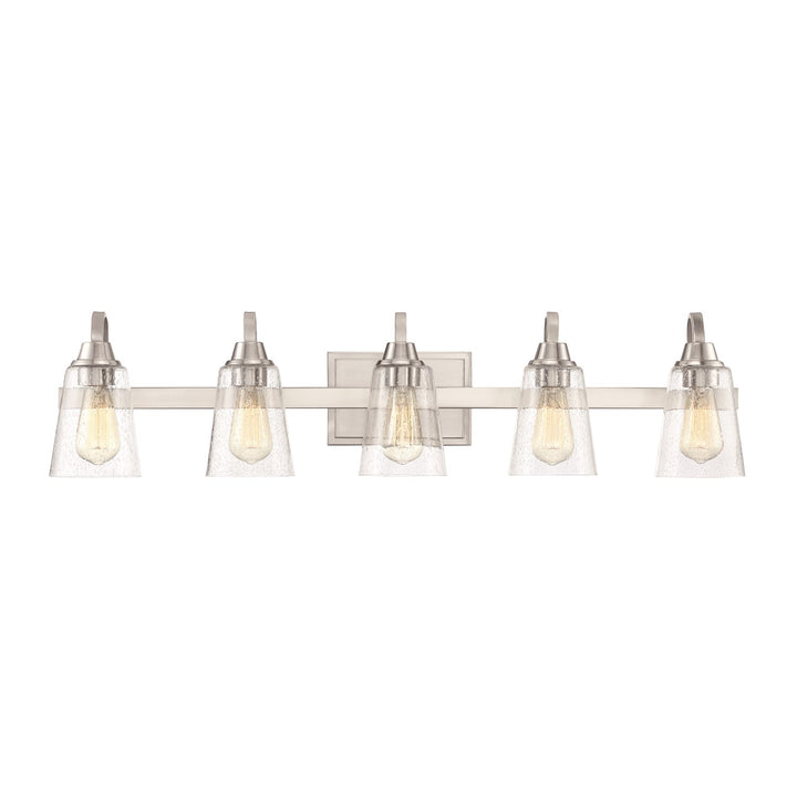 5 Light Vanity in Brushed Polished Nickel (Clear Seeded Glass)