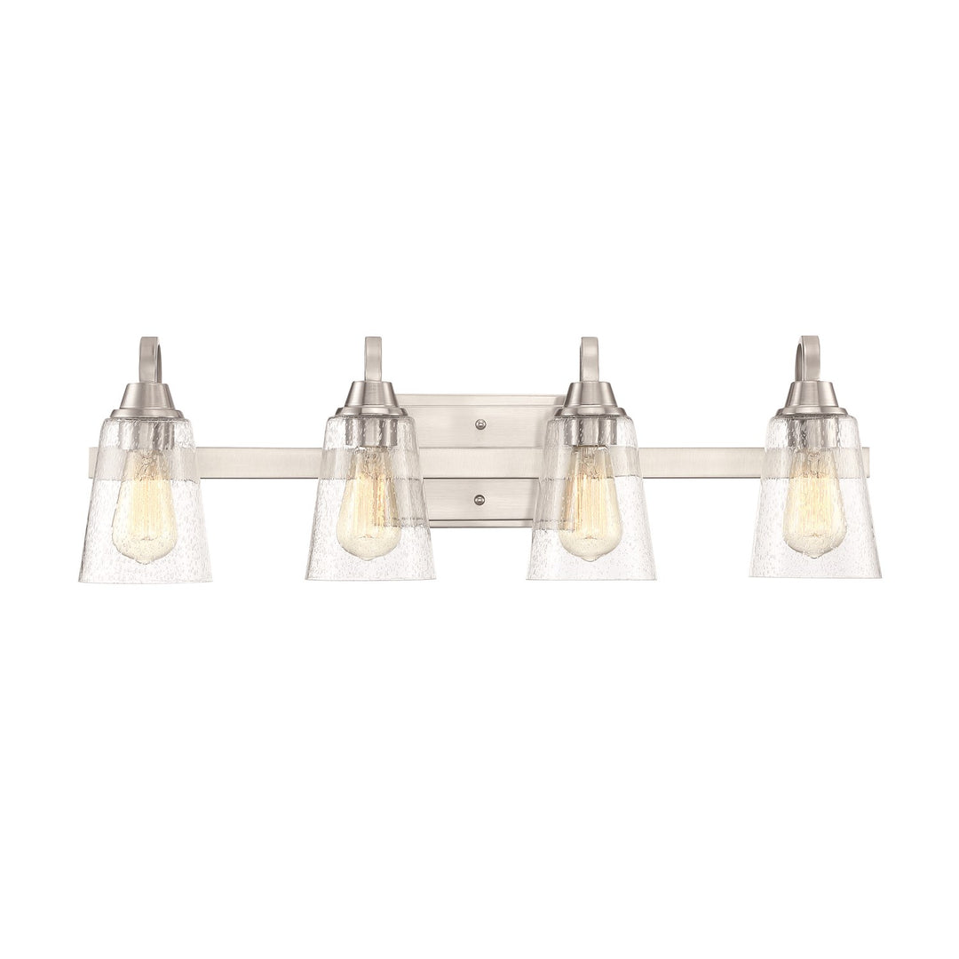 4 Light Vanity in Brushed Polished Nickel (Clear Seeded Glass)