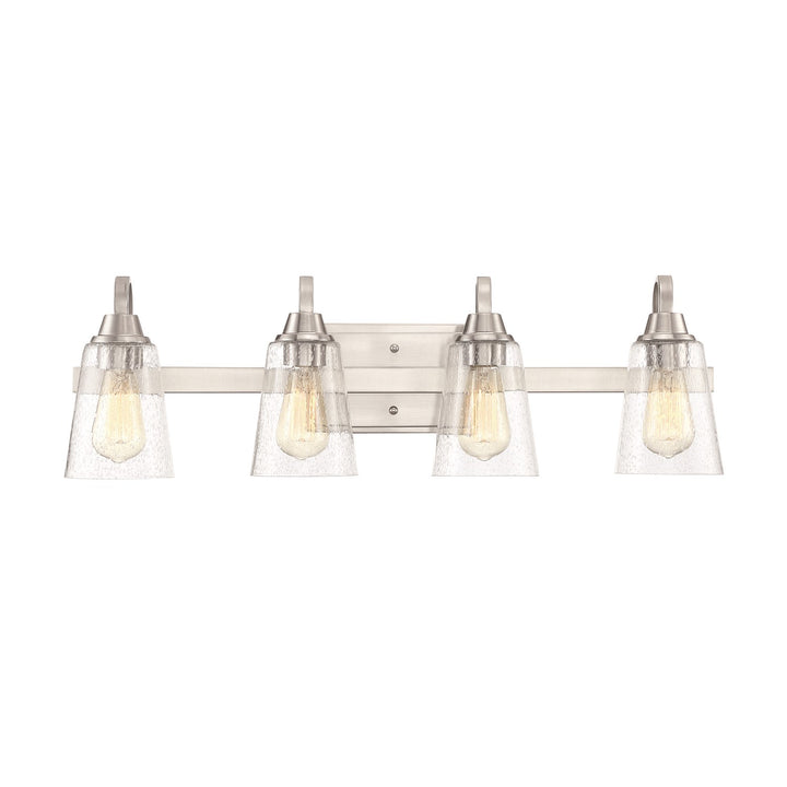4 Light Vanity in Brushed Polished Nickel (Clear Seeded Glass)