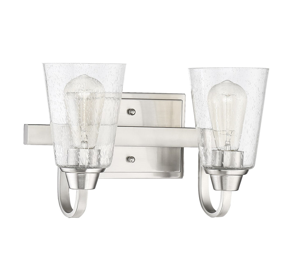 2 Light Vanity in Brushed Polished Nickel (Clear Seeded Glass) by Craftmade