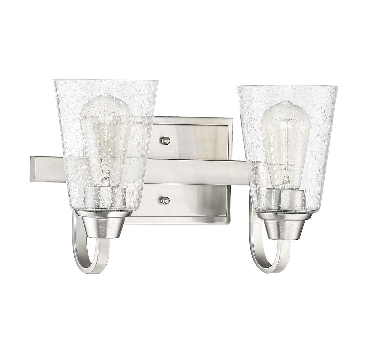 2 Light Vanity in Brushed Polished Nickel (Clear Seeded Glass) by Craftmade