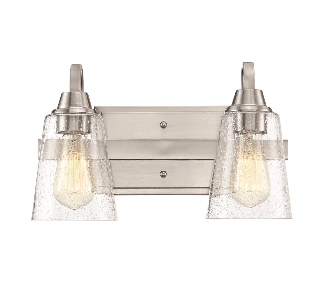 2 Light Vanity in Brushed Polished Nickel (Clear Seeded Glass)