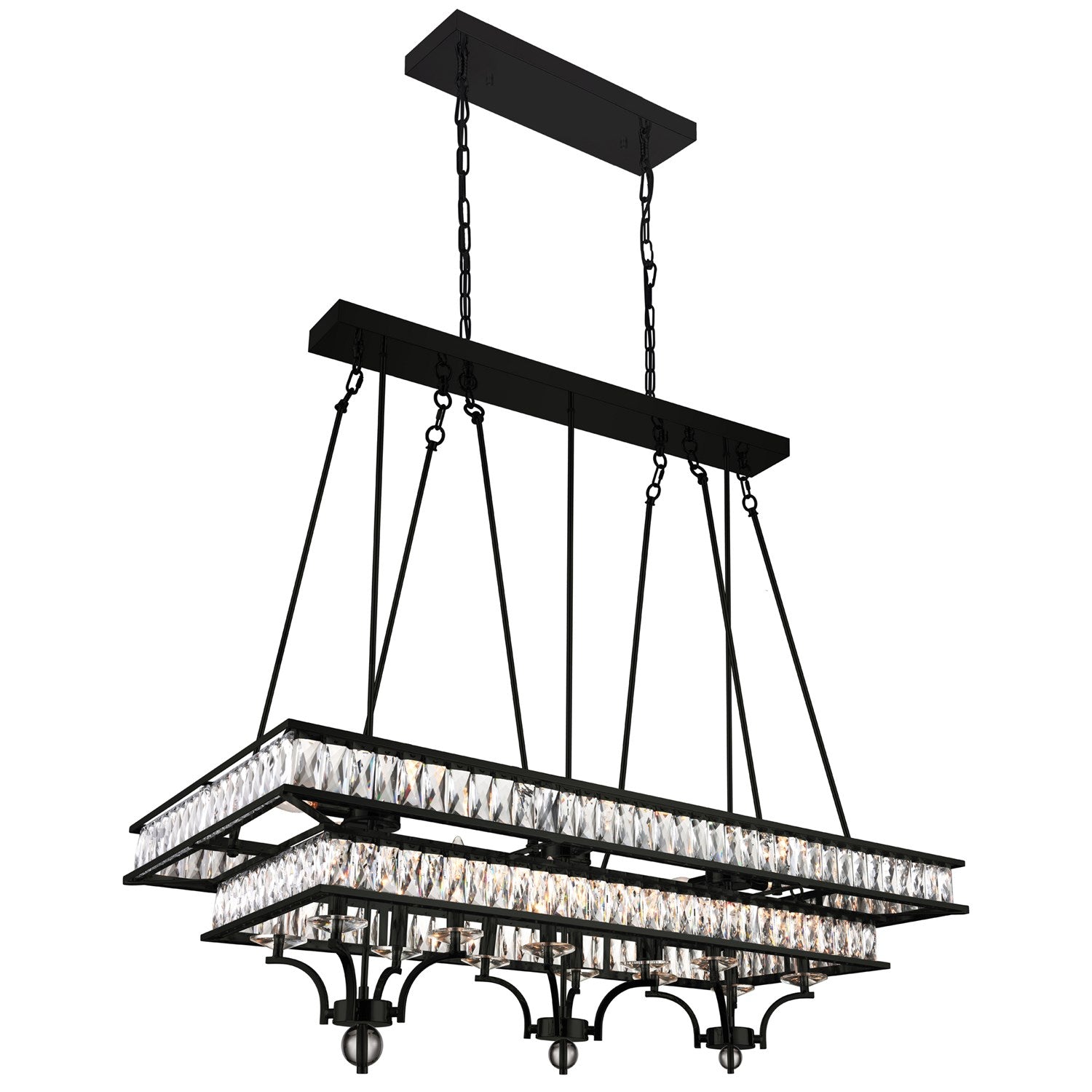 20 Light Island Chandelier With Black Finish by CWI Lighting