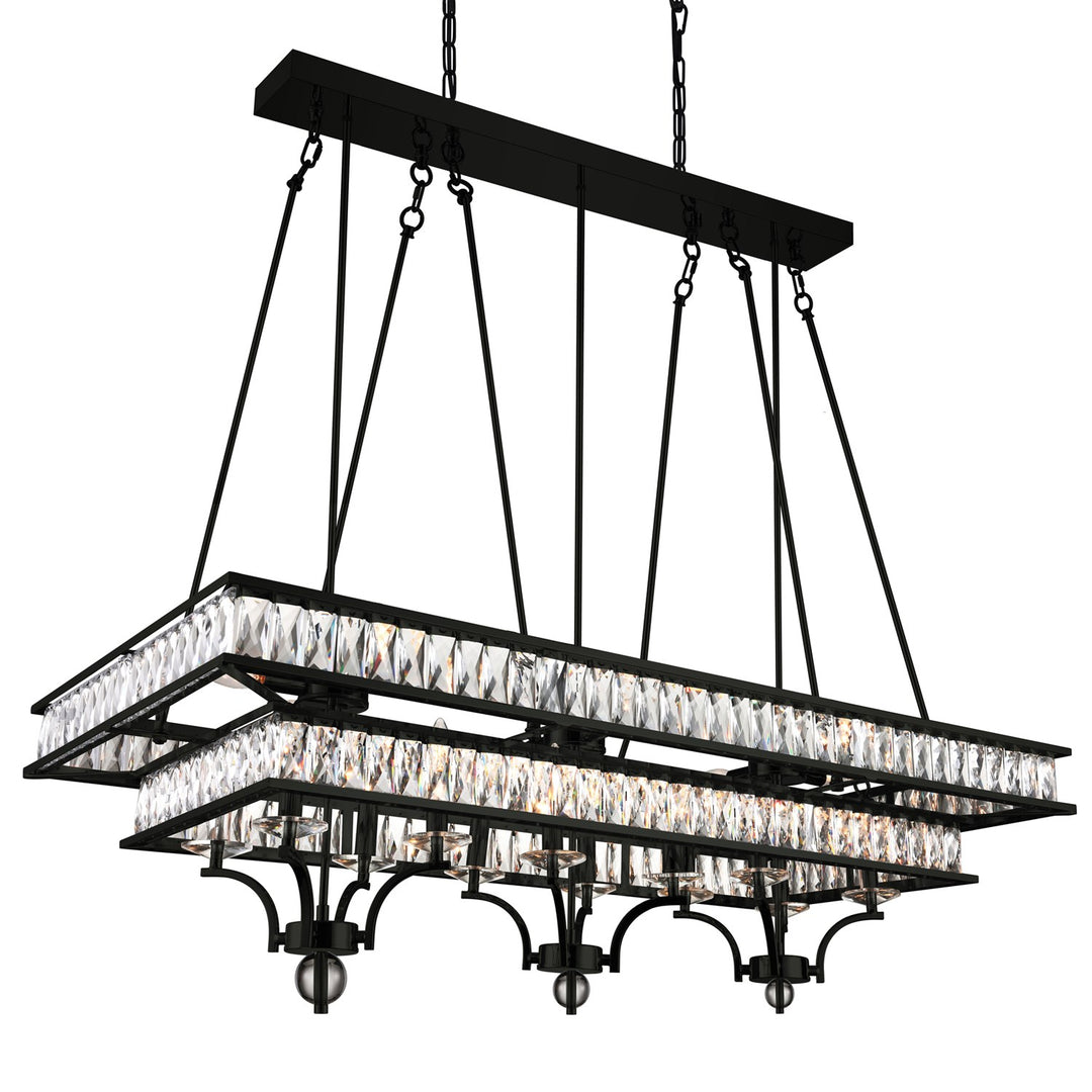 20 Light Island Chandelier With Black Finish