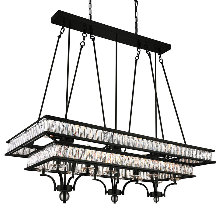 20 Light Island Chandelier With Black Finish