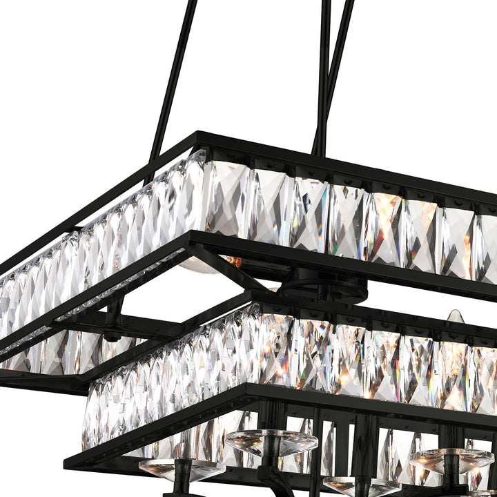 20 Light Island Chandelier With Black Finish