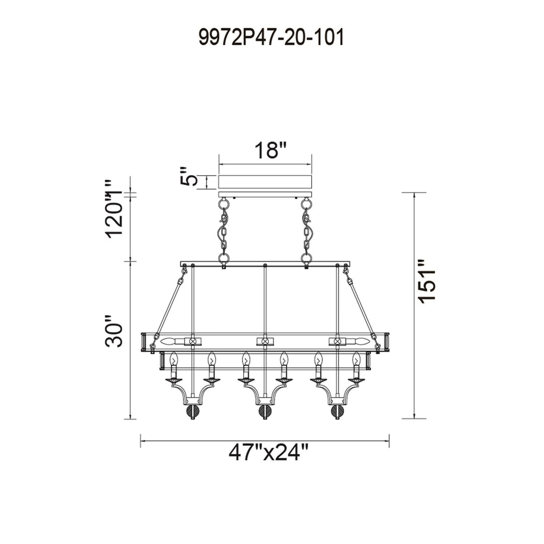 20 Light Island Chandelier With Black Finish