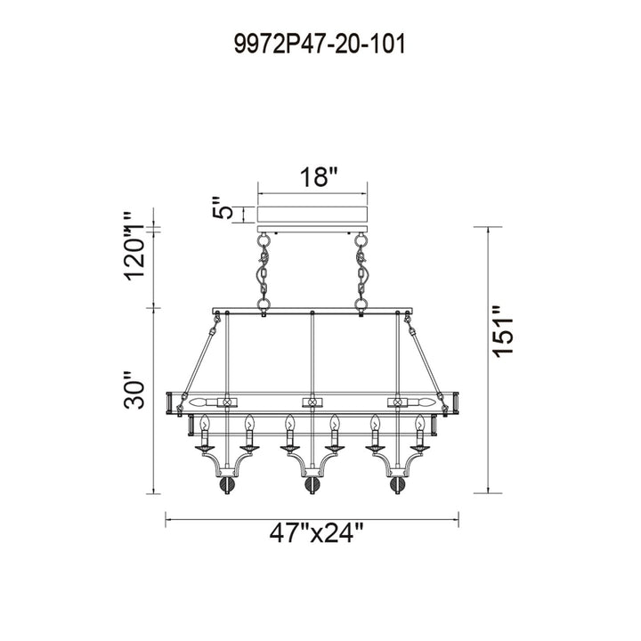 20 Light Island Chandelier With Black Finish