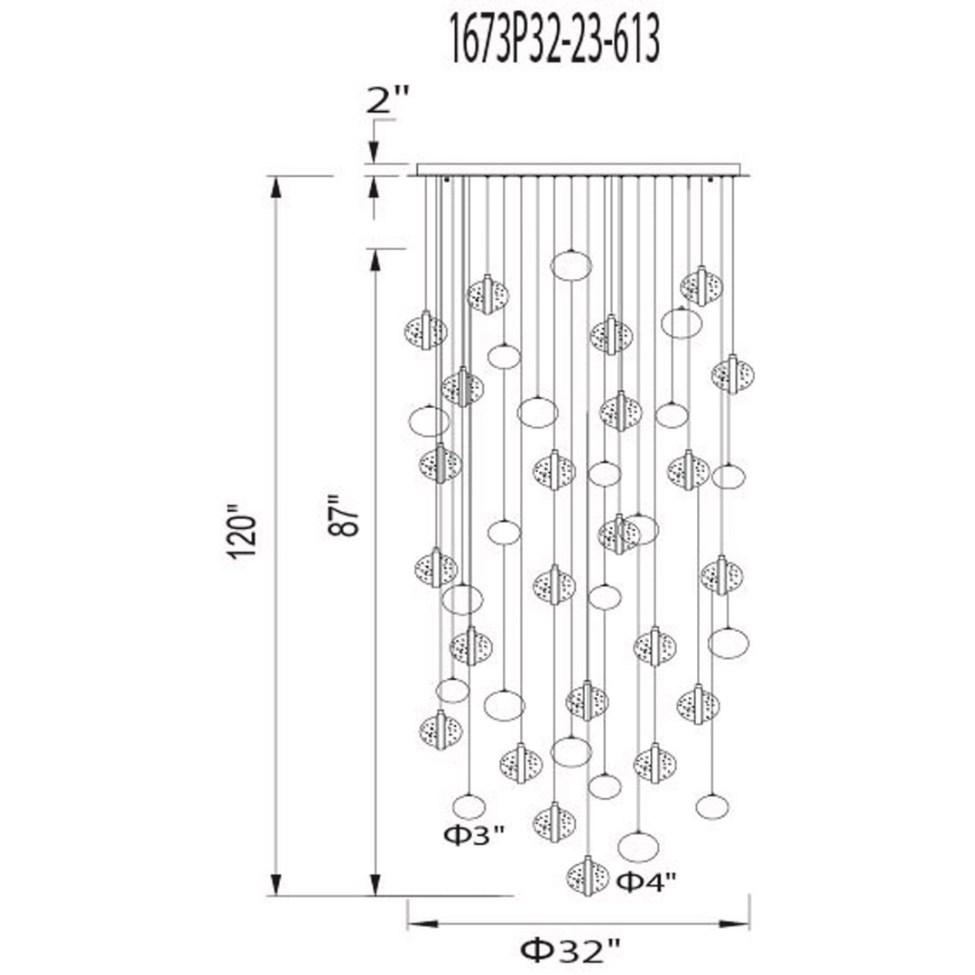 32 In Led Integrated Polished Nickel Chandelier