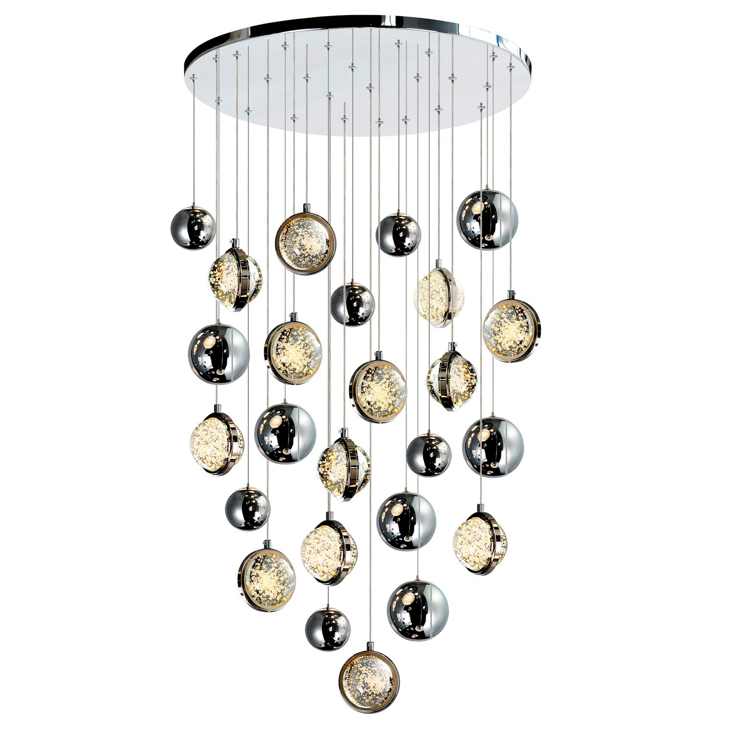 24 In Led Integrated Polished Nickel Chandelier by CWI Lighting
