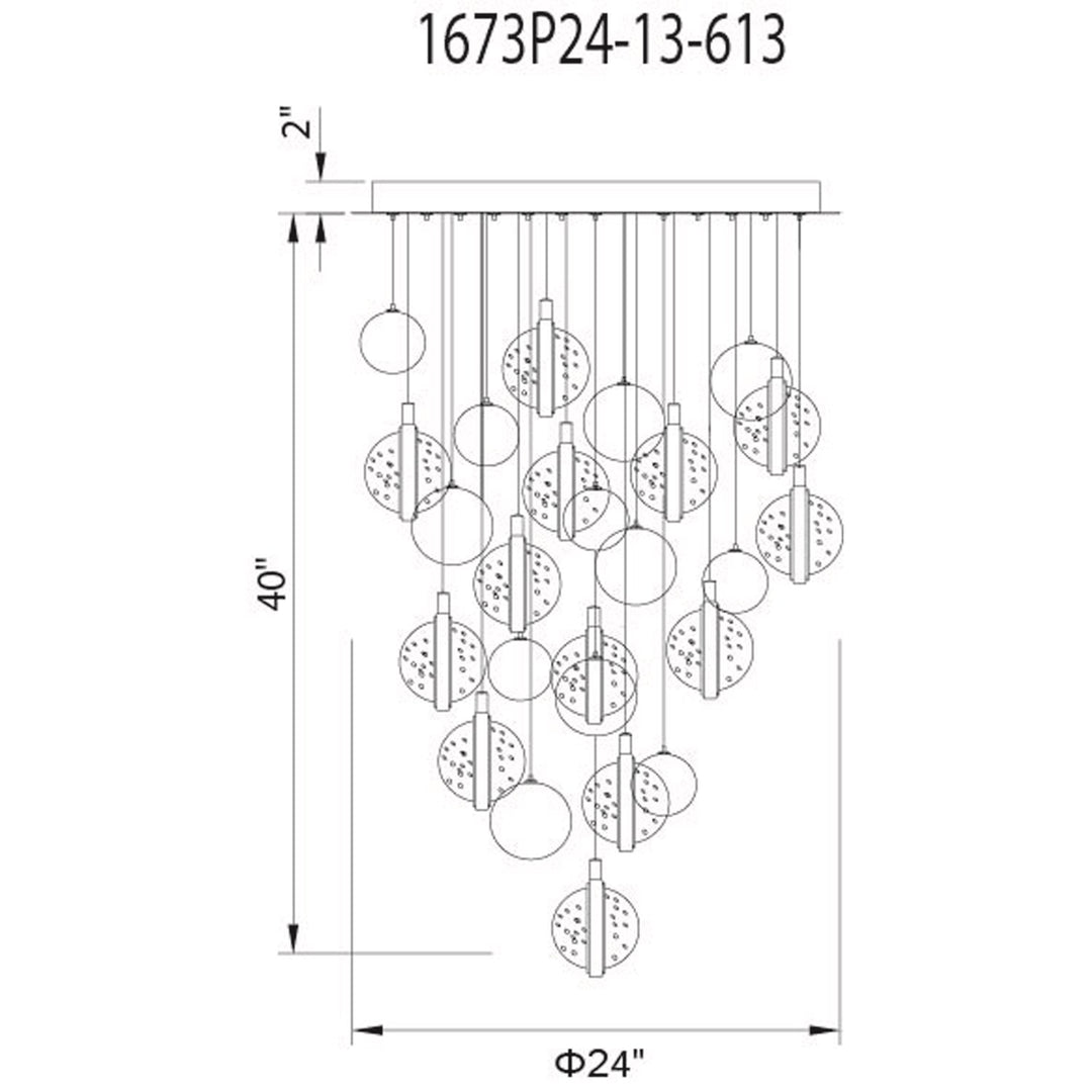 24 In Led Integrated Polished Nickel Chandelier