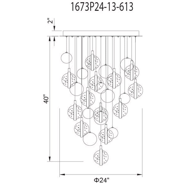 24 In Led Integrated Polished Nickel Chandelier