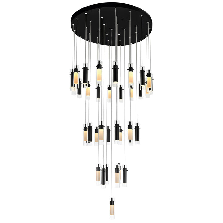 Led Integrated Black Chandelier by CWI Lighting