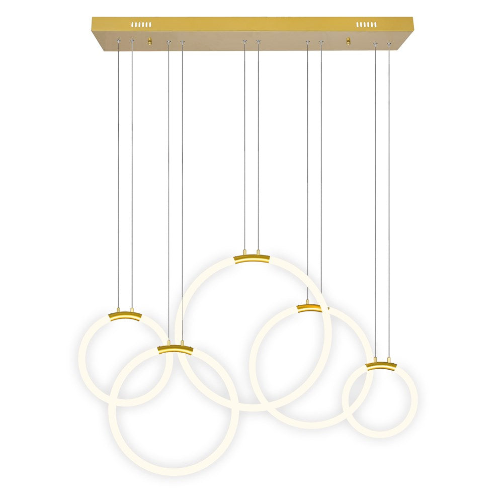 5 Light Led Chandelier With Satin Gold Finish by CWI Lighting