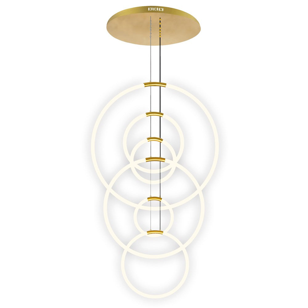 6 Light Led Chandelier With Satin Gold Finish by CWI Lighting