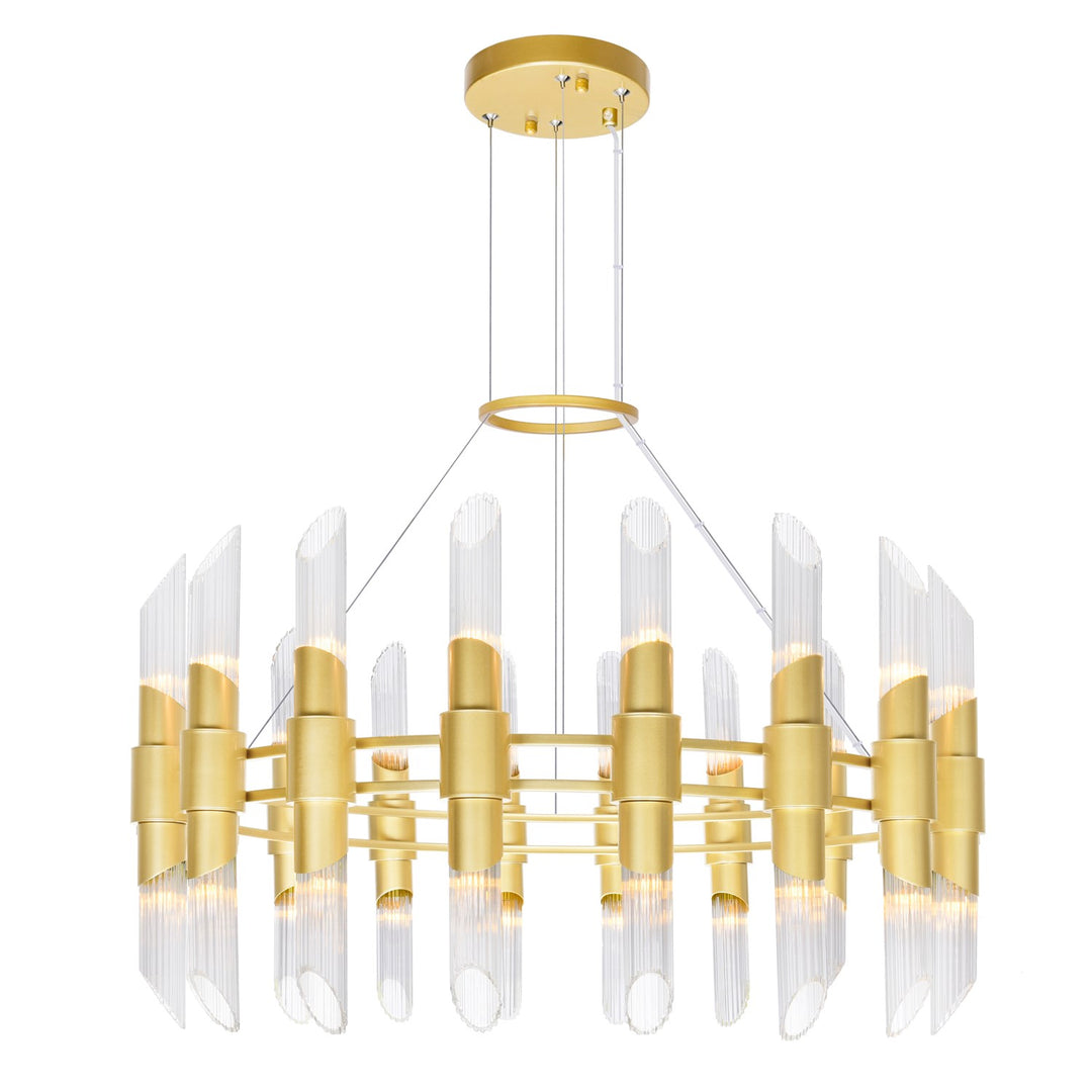 36 Light Chandelier With Satin Gold Finish by CWI Lighting