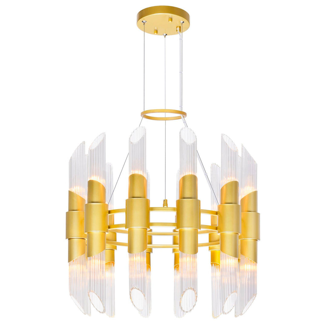 24 Light Chandelier With Satin Gold Finish by CWI Lighting