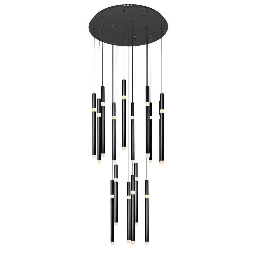 16 Light Led Chandelier With Black Finish by CWI Lighting