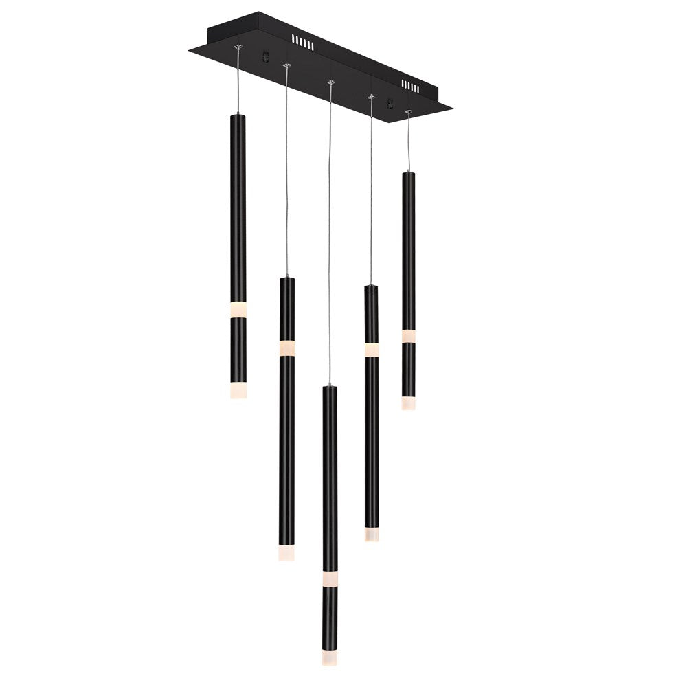 5 Light Led Chandelier With Black Finish by CWI Lighting