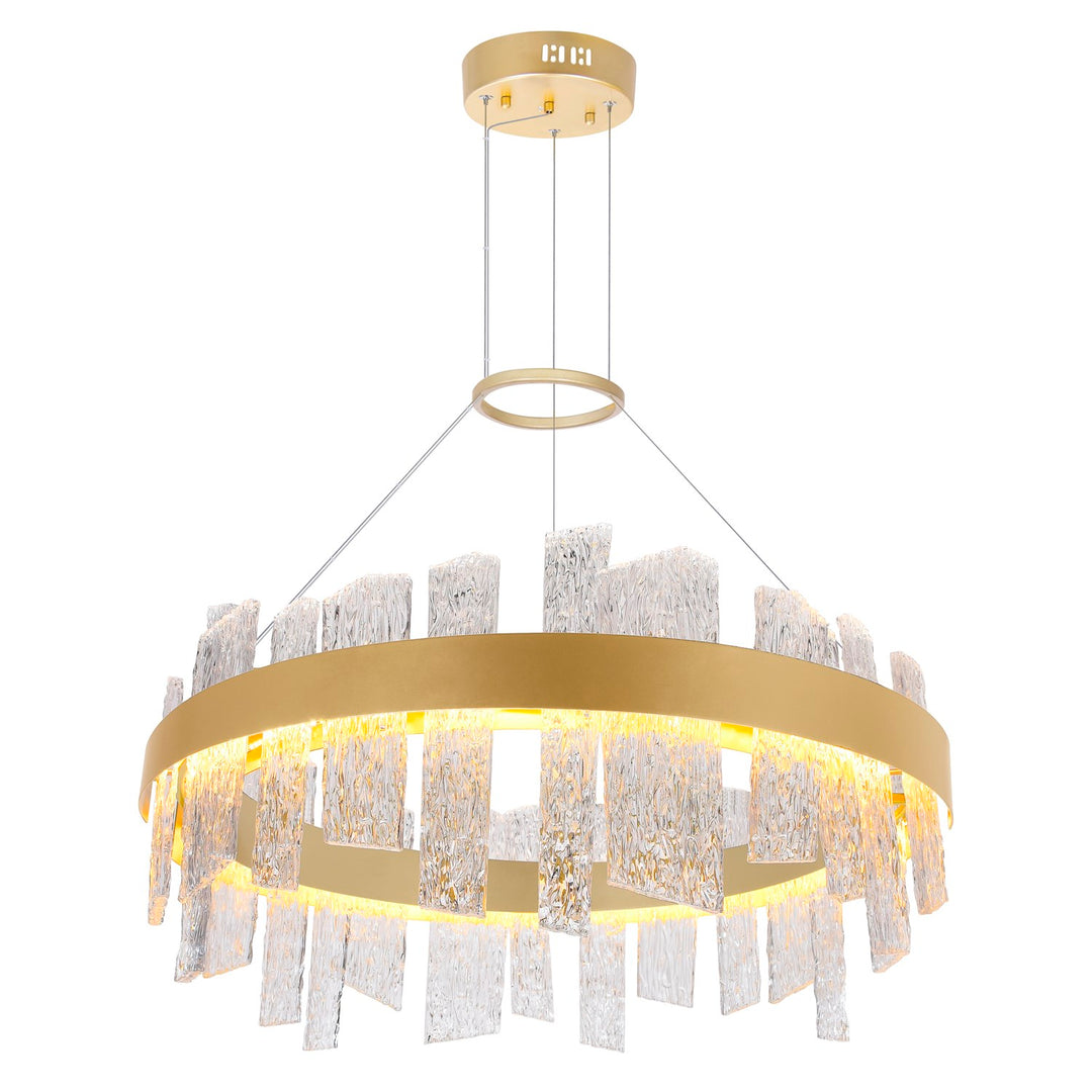 32 In Led Satin Gold Chandelier by CWI Lighting