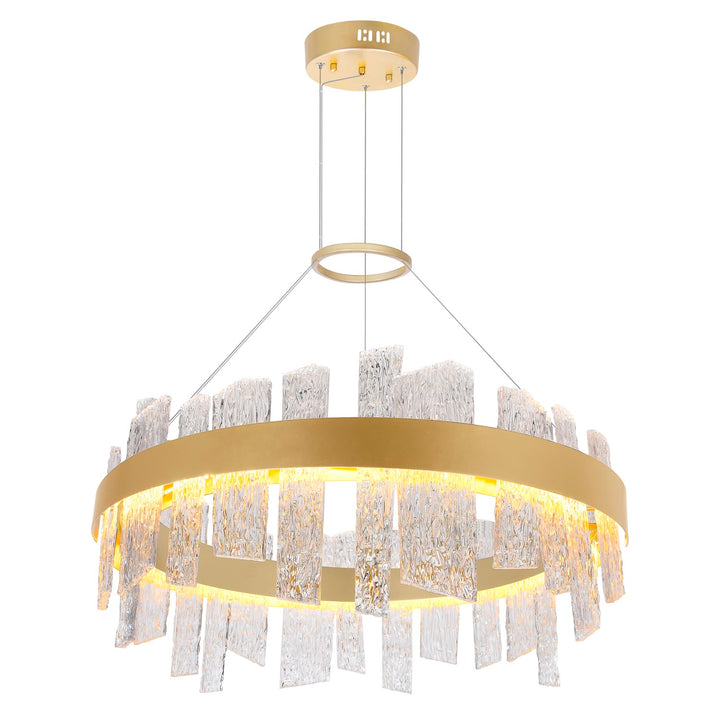 32 In Led Satin Gold Chandelier by CWI Lighting
