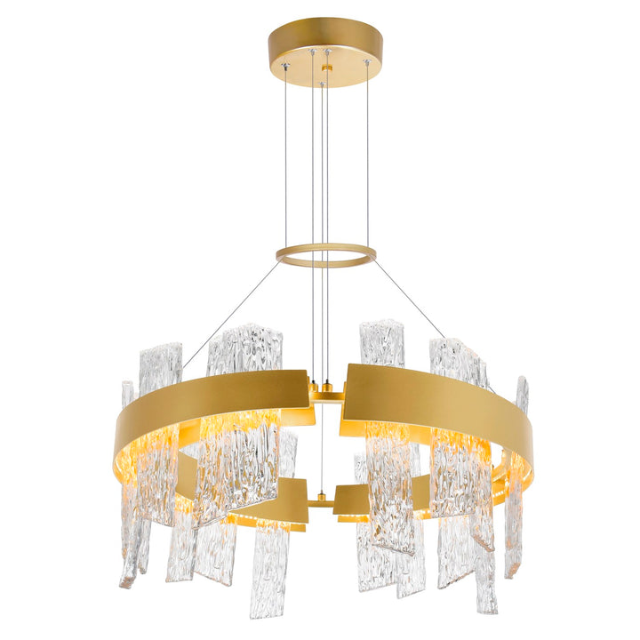 24 In Led Satin Gold Chandelier by CWI Lighting