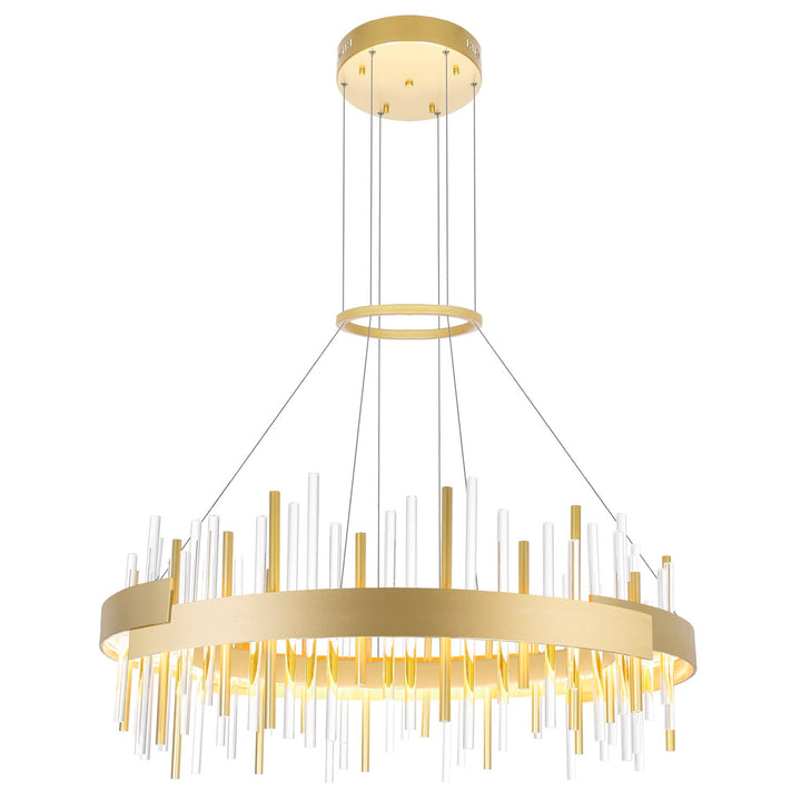 32 In Led Satin Gold Chandelier by CWI Lighting
