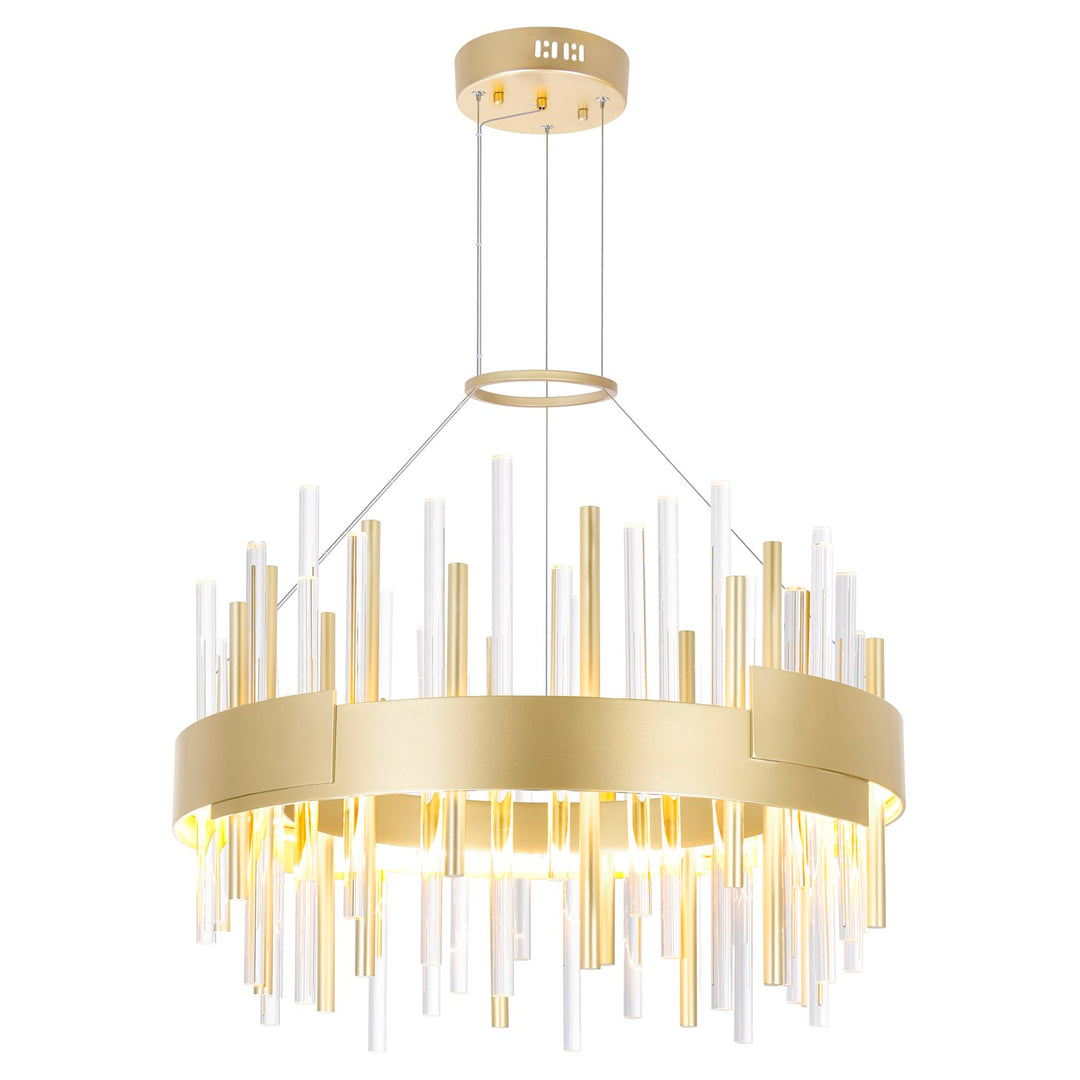 20 In Led Satin Gold Chandelier by CWI Lighting