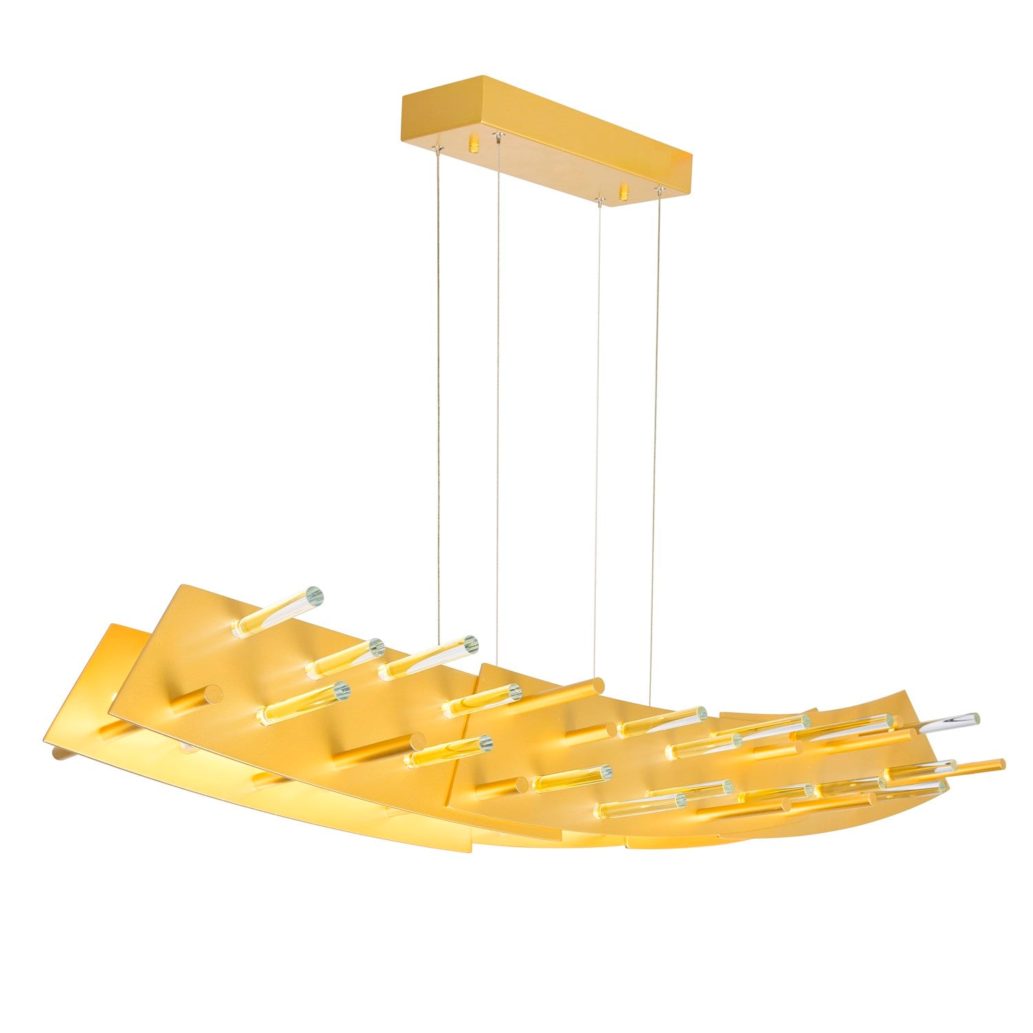 Led Chandelier With Satin Gold Finish by CWI Lighting