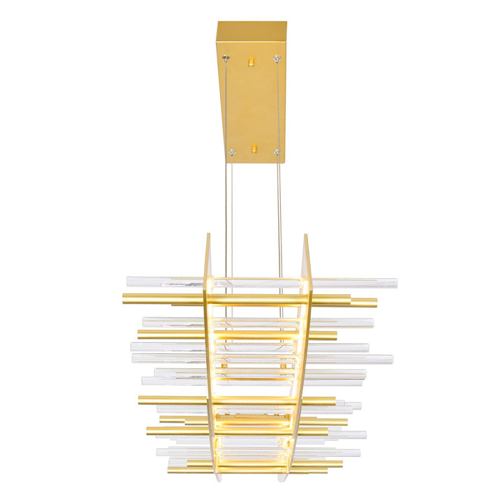 Led Chandelier With Satin Gold Finish